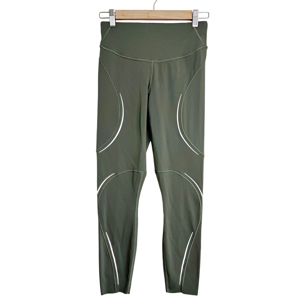 Lululemon Base Pace Reflective High Rise Leggings Green‎ Size 6 Running Training